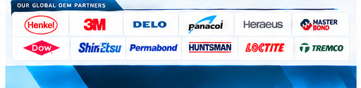 Santronix OEM partner logos for chemicals and adhesives
