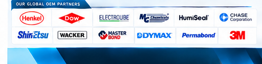 Santronix OEM partner logos for PCB protection and potting
